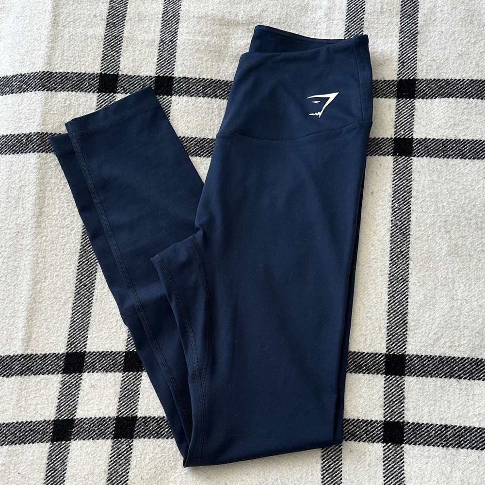 Gymshark Deep Blue Leggings with Iconic Logo